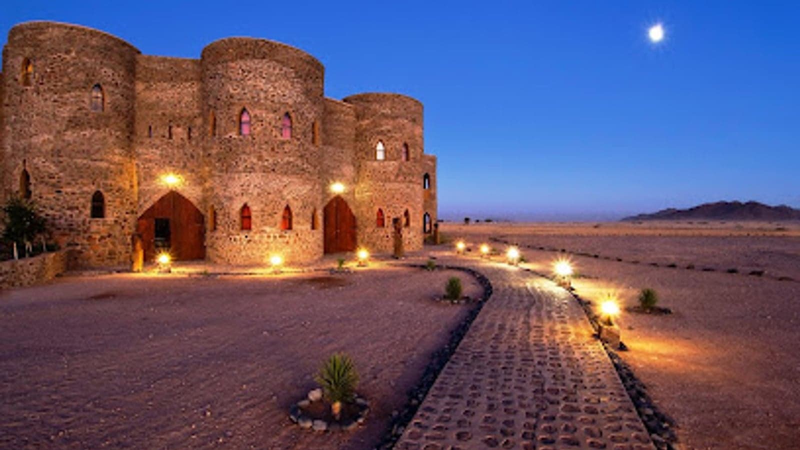 Castle-style tower architecture at Le Mirage Resort & Spa, Sossusvlei